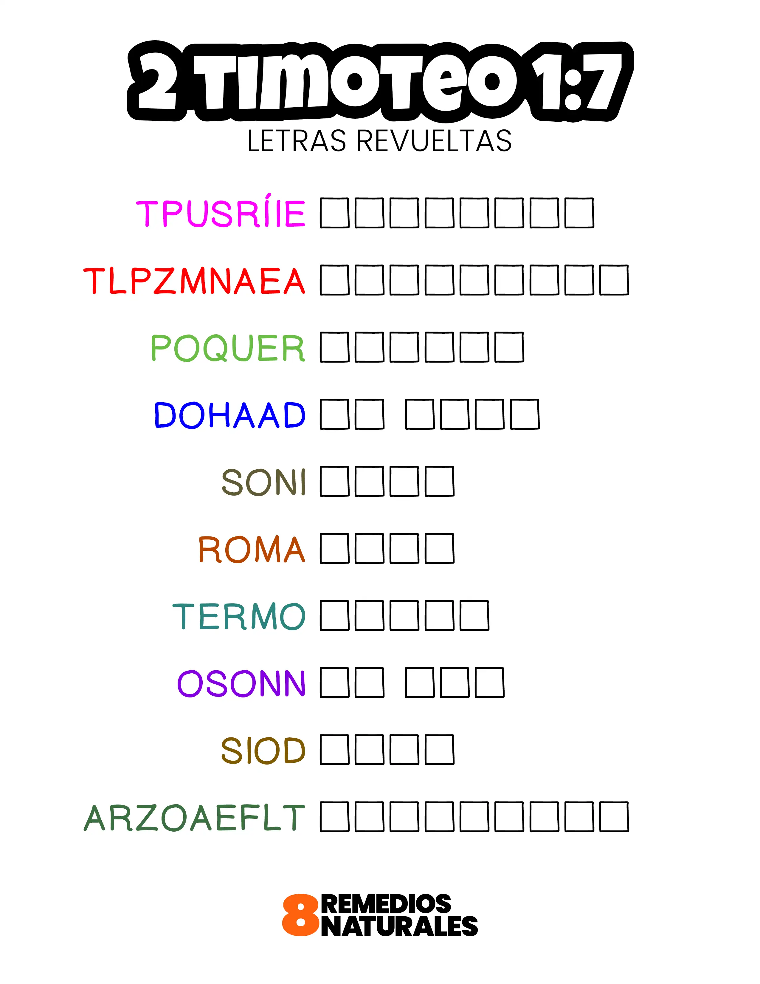 2 Timoteo 1:7 letras revueltas