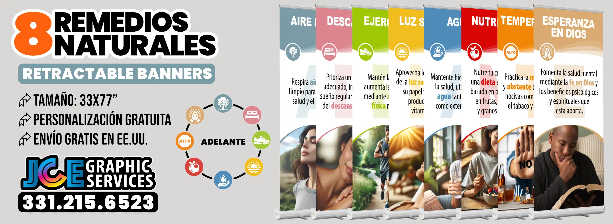 Banners retráctiles de los 8 Remedios Naturales