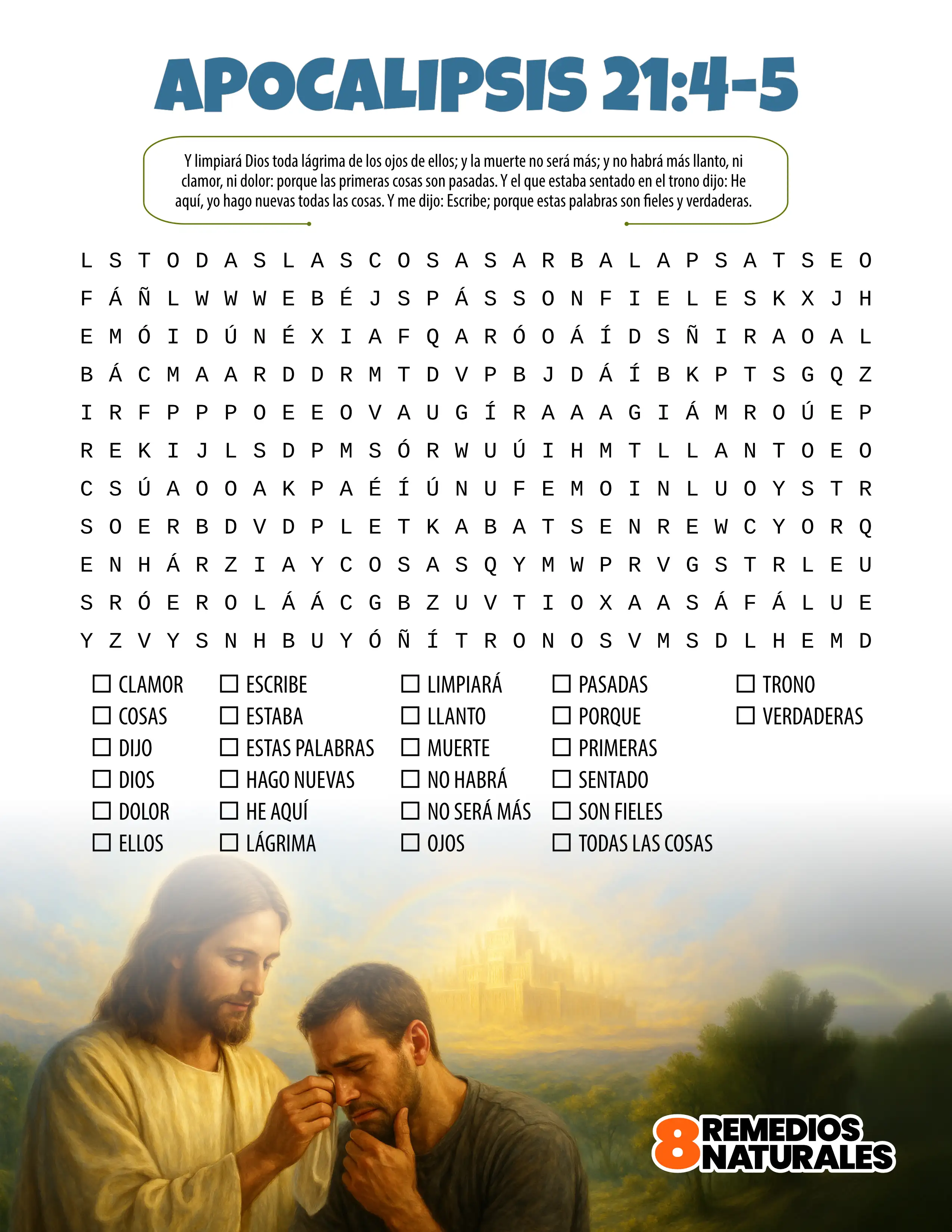 Apocalipsis 21:4-5 sopa de letras