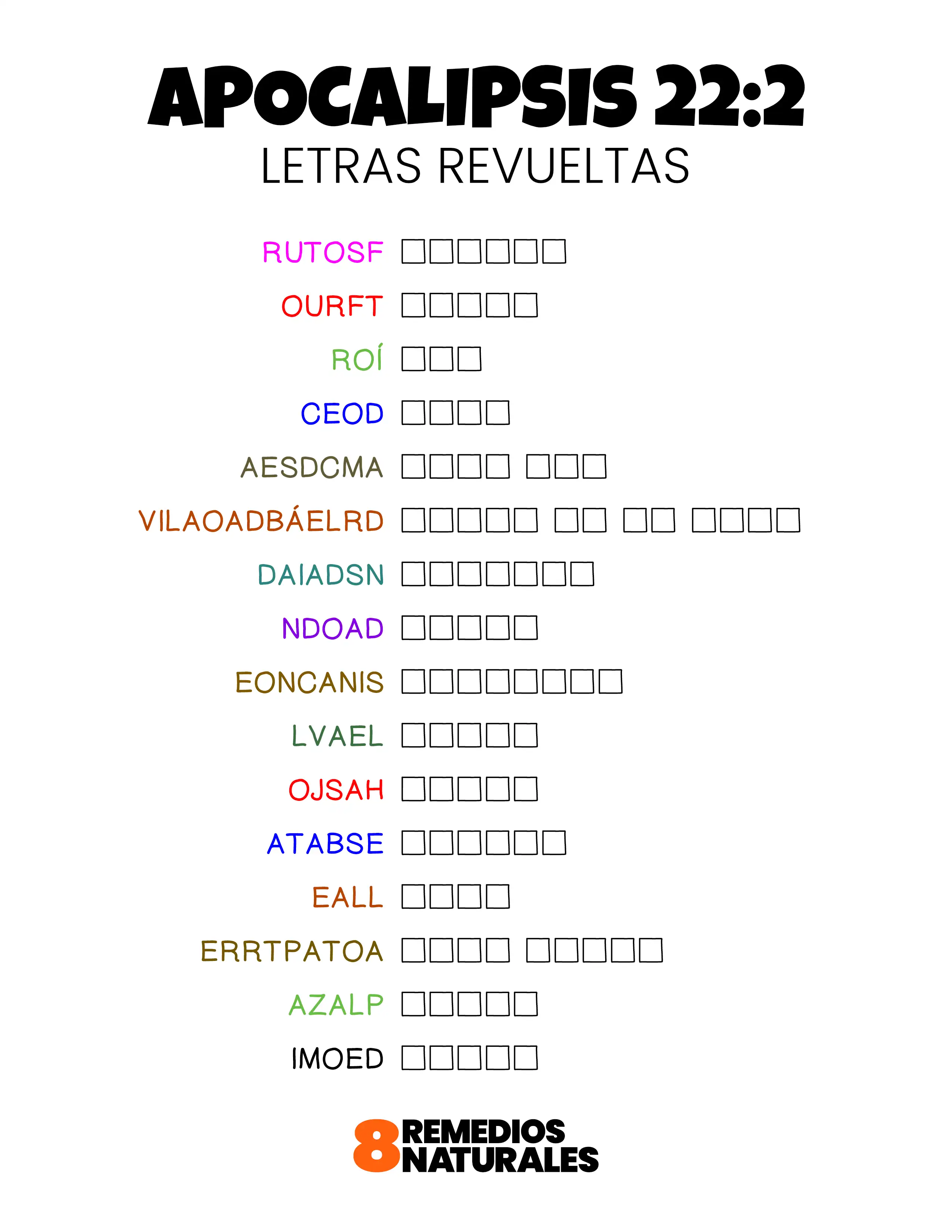 Apocalipsis 22:2 letras revueltas