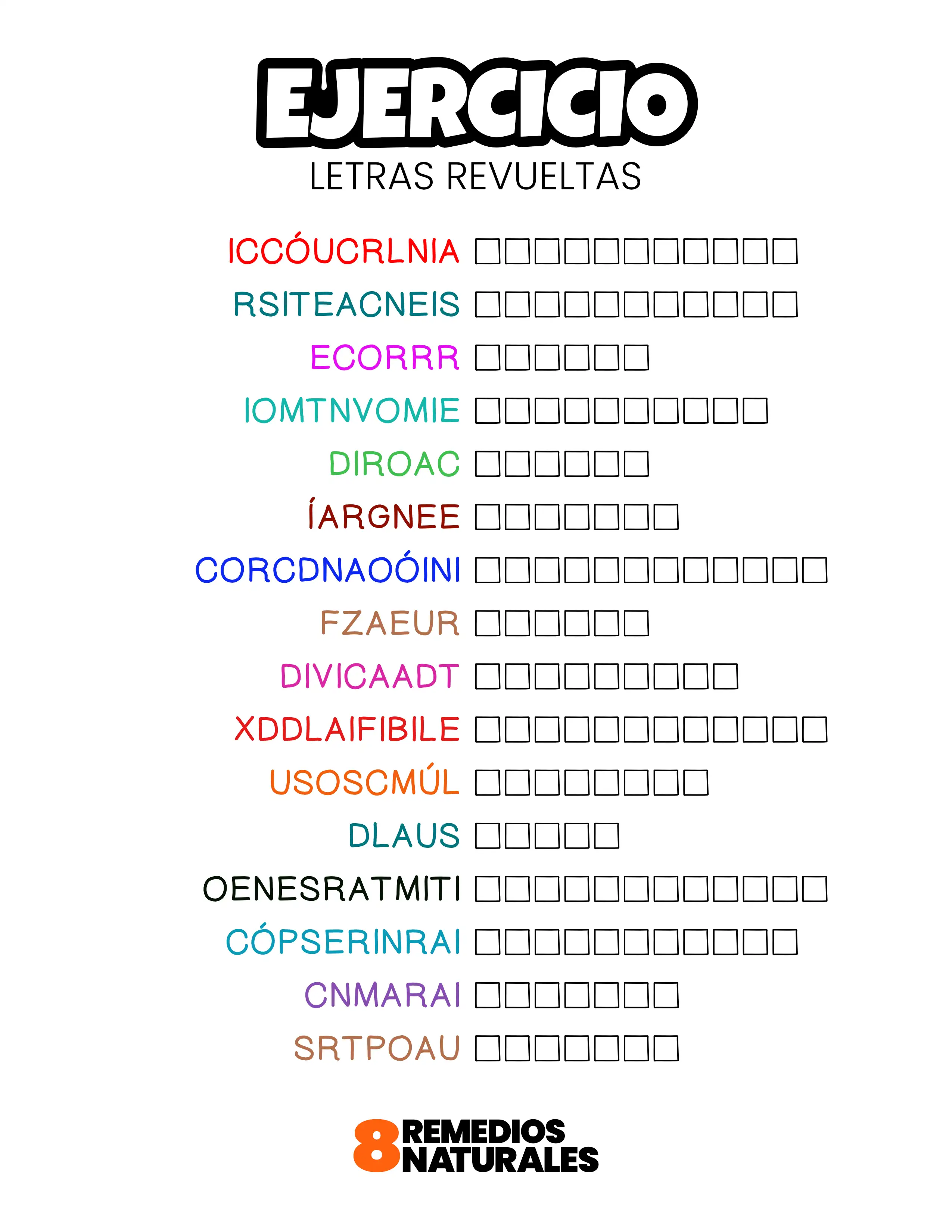 Ejercicio letras revueltas