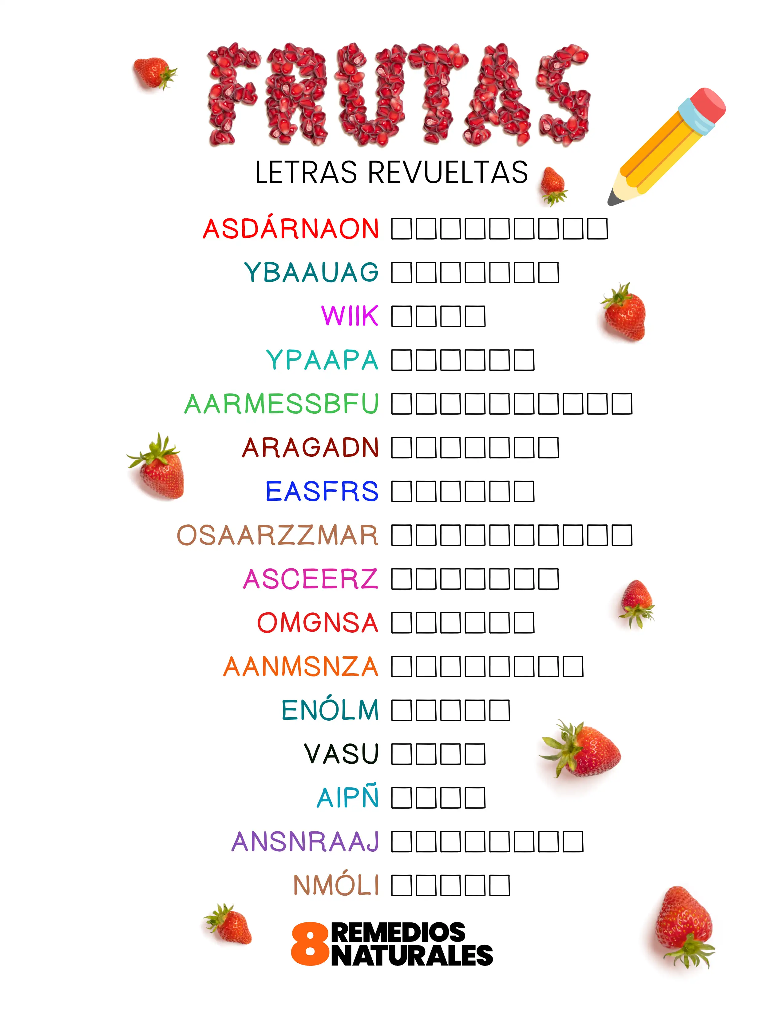 Frutas letras revueltas