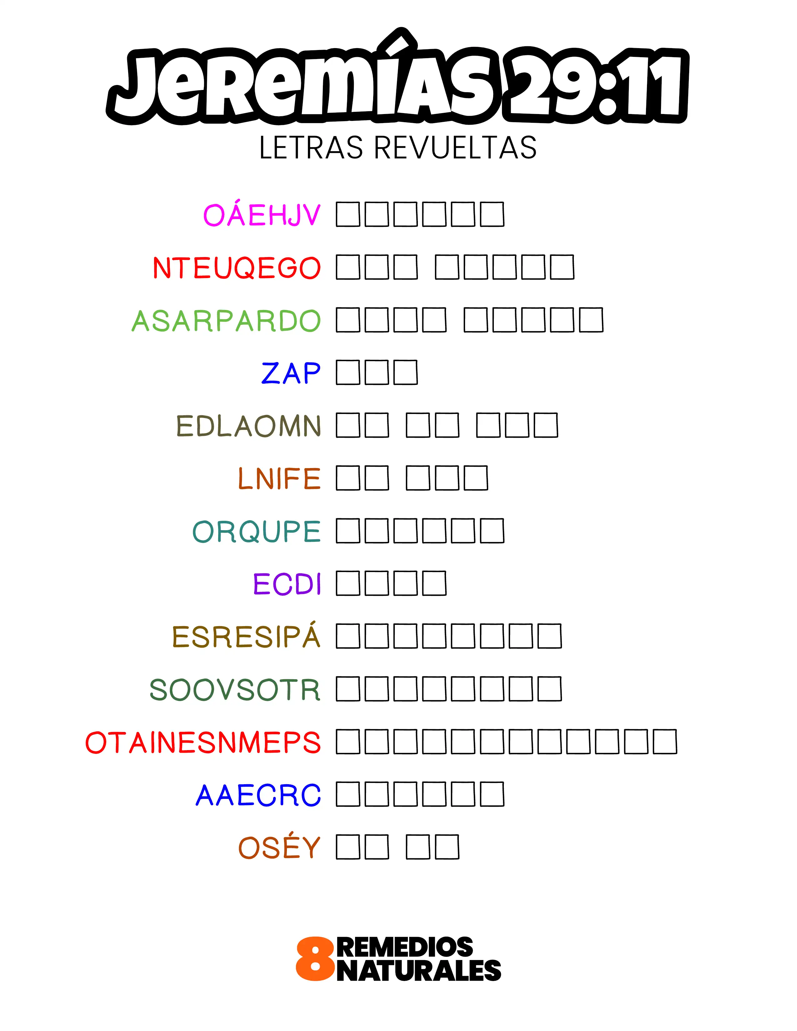 Jeremías 29:11 letras revueltas