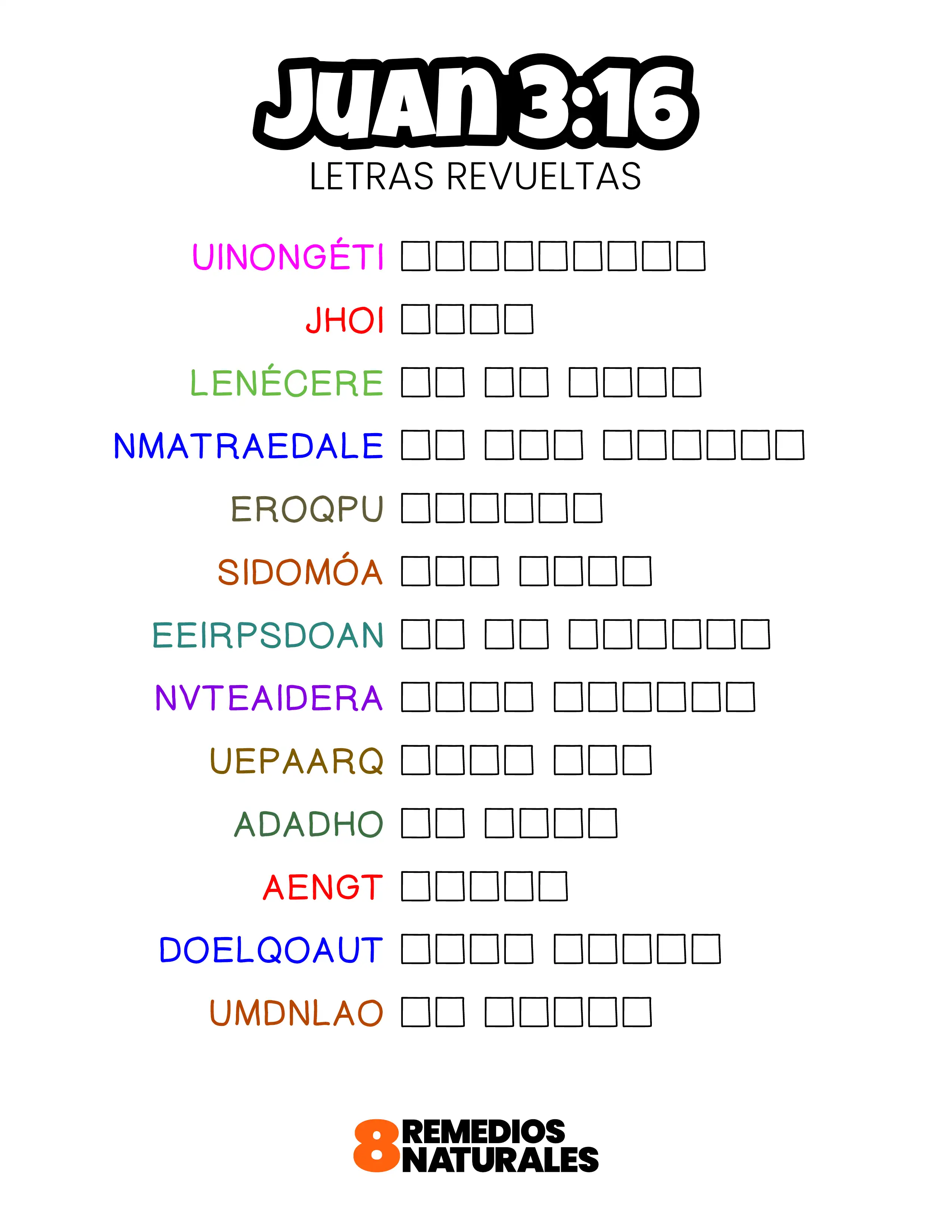 Juan 3:16 letras revueltas