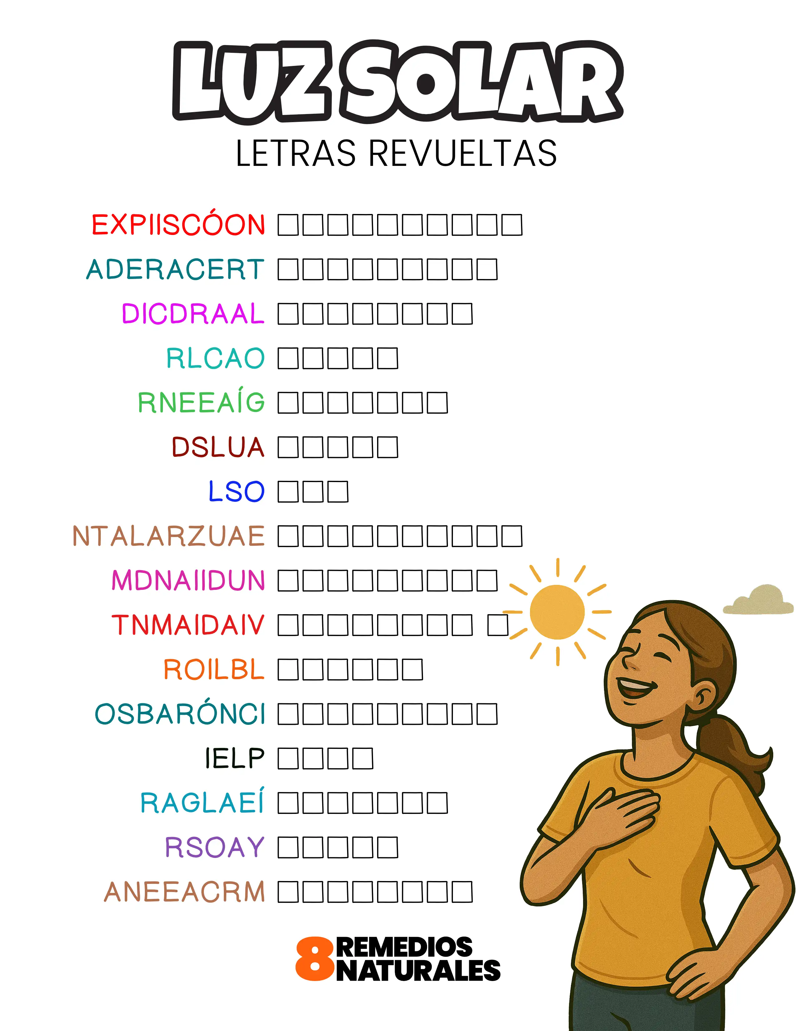 Luz Solar letras revueltas