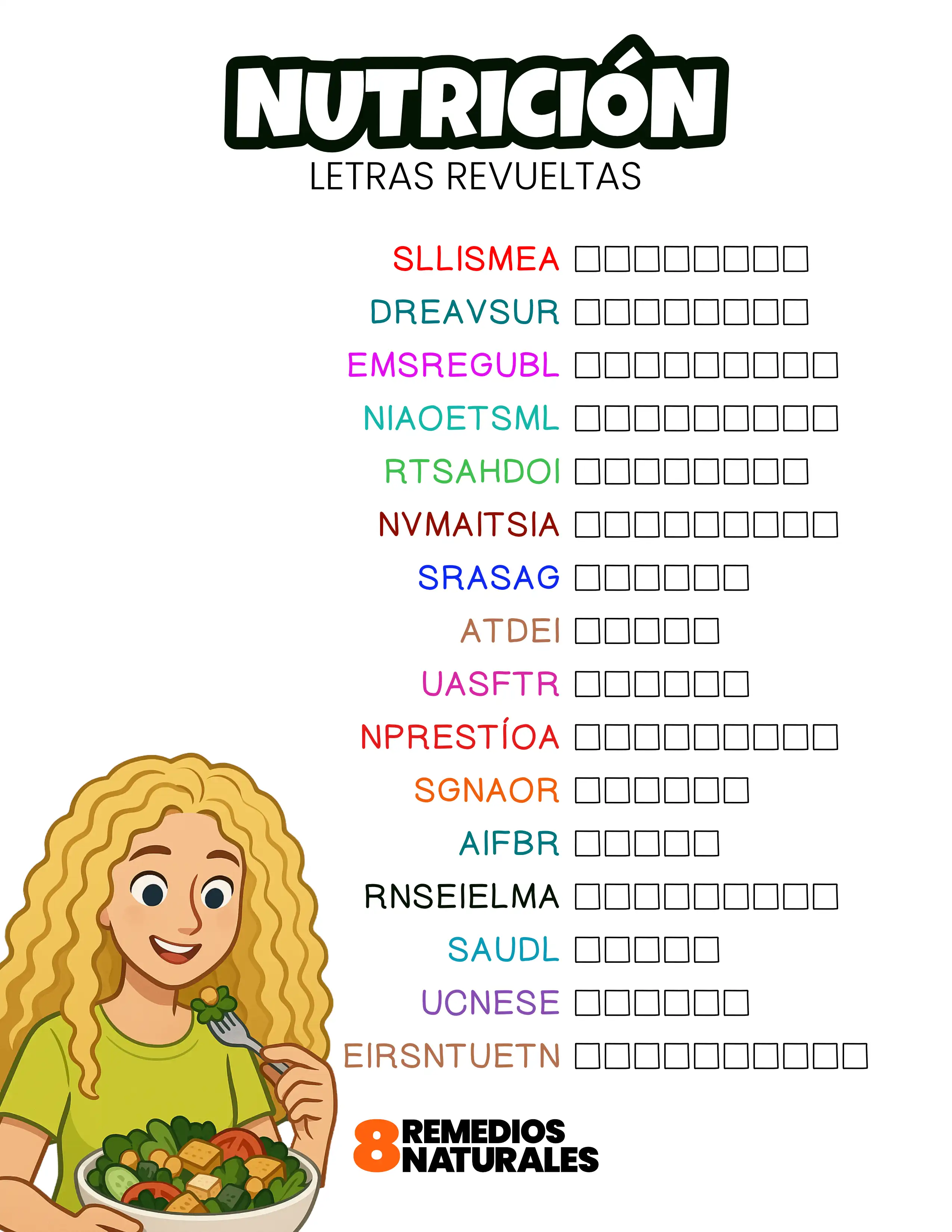 Nutrición letras revueltas