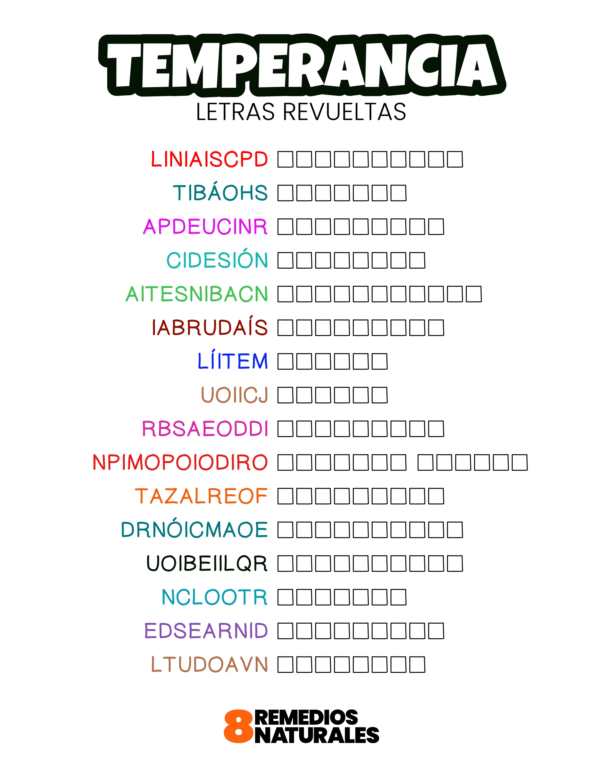 Temperancia letras revueltas